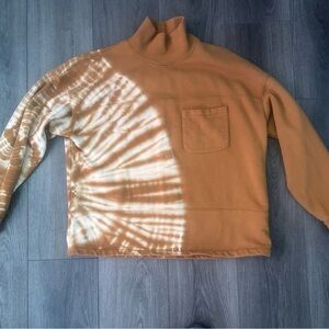 Madewell Orange and Cream Tie-Dye Turtleneck Sweater